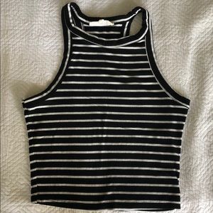 STRIPED Black and White Racerback Tank